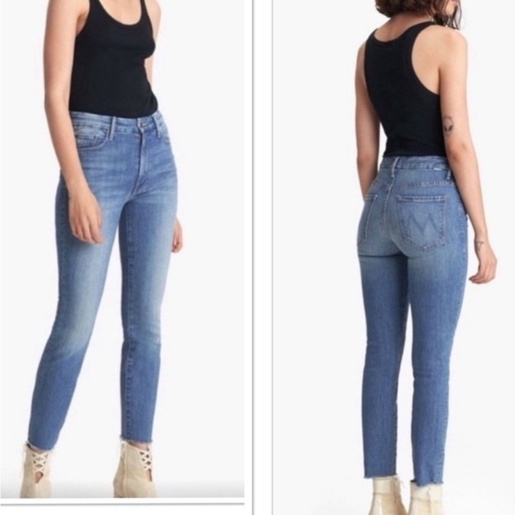 NEW Mother Jeans High Waisted Looker Fray Jeans in After the Heartbreak Medium - Picture 1 of 10